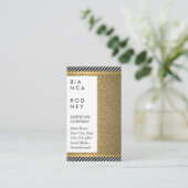 Stripes en gouden metalen patronen visitekaartje (Staand voorkant)