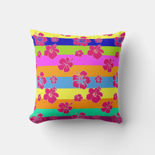 Stripes en Hibiscus Pillow Kussen