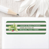 Stripes en Holly-kerstAdresetiketten Etiket (Insitu)