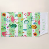 Stripes en kleurrijk tropisch patroon strandlaken (Voorkant)