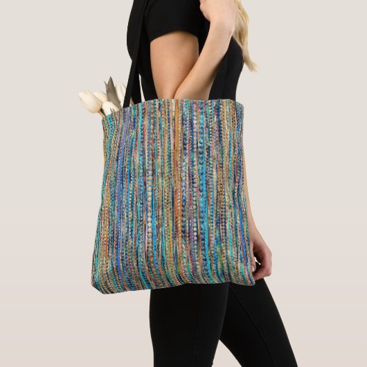 Stripes en kralen tote bag (Dichtbij)