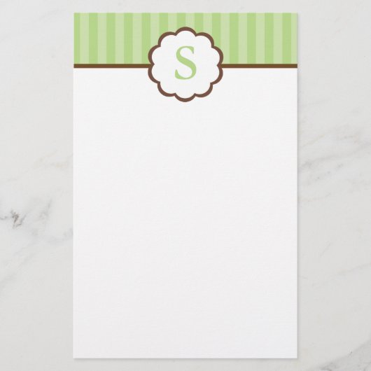 Stripes en monogram briefpapier (Voorkant)