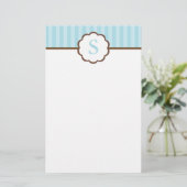Stripes en monogram briefpapier (Staand voorkant)