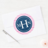 Stripes en monogram | Monogram Winkel Ronde Sticker (Envelop)