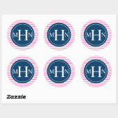 Stripes en monogram | Monogram Winkel Ronde Sticker (Vel)