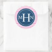 Stripes en monogram | Monogram Winkel Ronde Sticker (Tas)