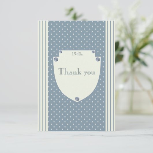 stripes en polka dots militaire retro uit 1940 RSVP kaartje (Staand voorkant)