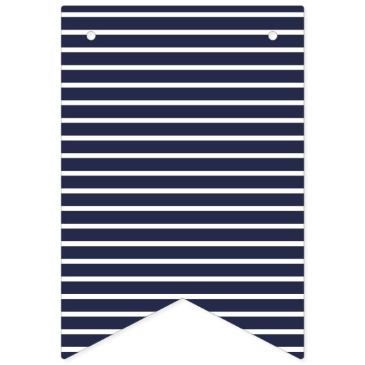 Stripes en Polka Dots Preppy Navy Bunting Vlaggetjes (Eerste vlag)