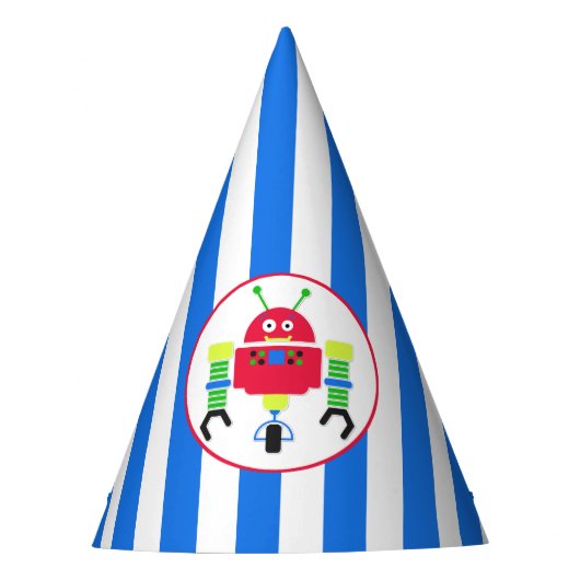 Stripes en Robot Birthday Party Pet Feesthoedjes (Voorkant)