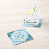 Stripes en Rozen Blue Boy Baby shower Kartonnen Onderzetters (Insitu)