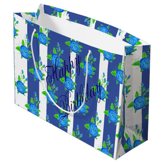 Stripes en Rozen Groot Cadeauzakje (Achterkant Gekanteld)