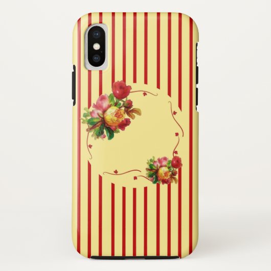 Stripes en Rozen Hoesje-Mate Tough iPhone X Hoesje (Achterkant)