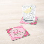 Stripes en Rozen Roze Baby shower Kartonnen Onderzetters (Insitu)