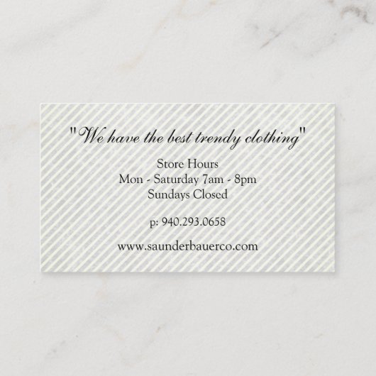 Stripes en Script-monogram Visitekaartje (Achterkant)