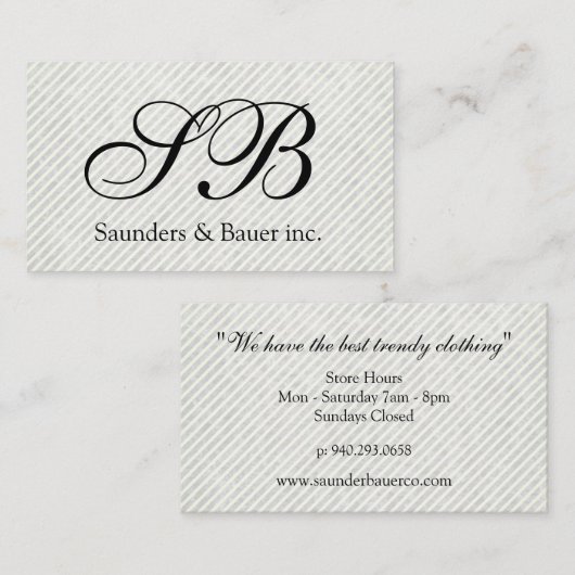 Stripes en Script-monogram Visitekaartje (Voorkant / Achterkant)