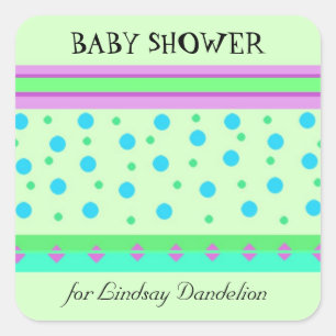 Stripes en Stippen Baby shower Vierkante Sticker