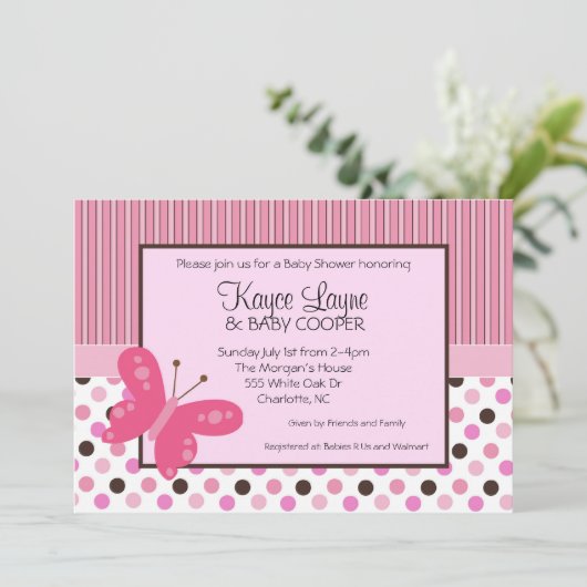 Stripes en Stippen Butterfly Kaart (Staand voorkant)