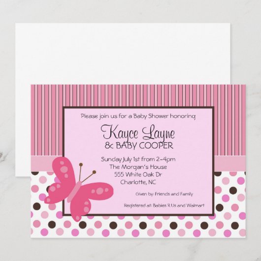 Stripes en Stippen Butterfly Kaart (Voorkant / Achterkant)