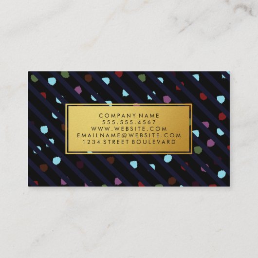 Stripes en Stippen Faux Gold Lijst Visitekaartje (Achterkant)