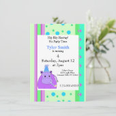 Stripes en Stippen Hippo Birthday Invitation Kaart (Staand voorkant)