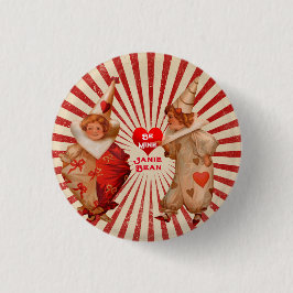 Stripes en  Valentijnen met hart B Ronde Button 3,2 Cm