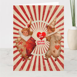 Stripes en  Valentijnen met hart Kaart