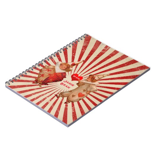 Stripes en  Valentijnen met hart Notitieboek (Linkerzijde)