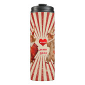 Stripes en  Valentijnen met hart Thermosbeker (Voorkant)