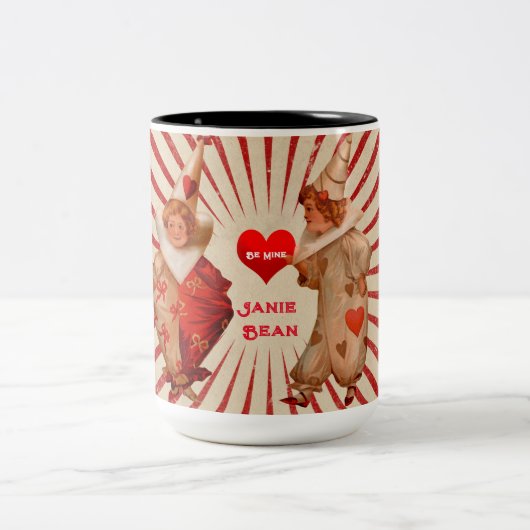 Stripes en  Valentijnen met hart Tweekleurige Koffiemok (Center)