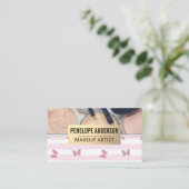 Stripes en vlinder | Makeup Palette en Penselen Visitekaartje (Staand voorkant)