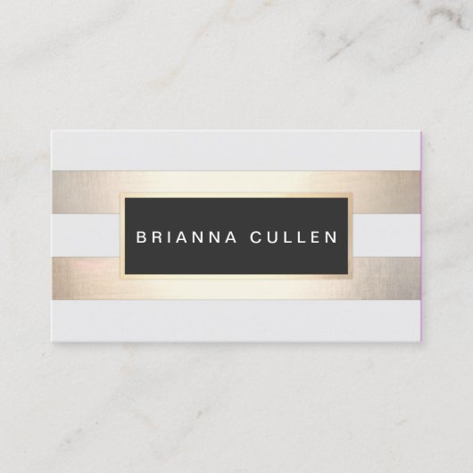 Stripes FAUX Gold Foil en Black Salon Appointing Afsprakenkaartje (Voorkant)