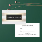 Stripes FAUX Gold Foil en Black Salon Appointing Afsprakenkaartje