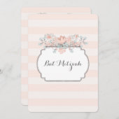  Stripes Floral Bat Mitzvah Uitnodigingen (Voorkant / Achterkant)