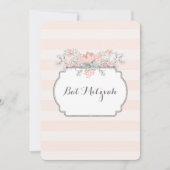  Stripes Floral Bat Mitzvah Uitnodigingen (Voorkant)