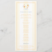 Stripes Floral Crest Monogram & Bow Spring Wedding Programmakaart (Achterkant)