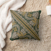 Stripes Floral  Elegant Brocade Green Gold Kussen (Deken)