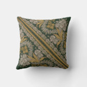 Stripes Floral  Elegant Brocade Green Gold Kussen (Achterkant)