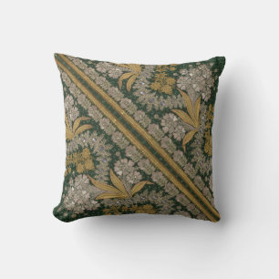 Stripes Floral  Elegant Brocade Green Gold Kussen