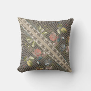 Stripes Floral  Elegant Brocade Lace Cushio Kussen