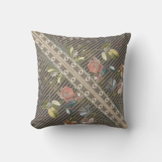 Stripes Floral Elegant Brocade Lace Cushio Kussen (Voorkant)