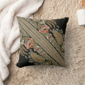 Stripes Floral  Elegant Brocade Lace Gold Kussen (Deken)