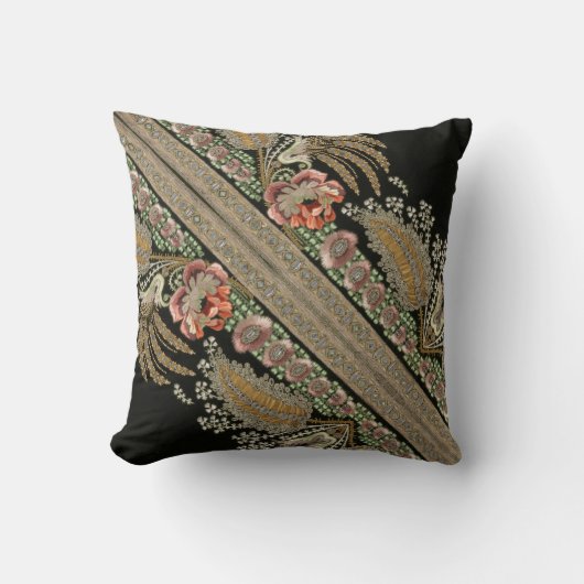 Stripes Floral  Elegant Brocade Lace Gold Kussen (Voorkant)