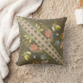 Stripes Floral  Elegant Brocade Lace Gold Kussen (Deken)