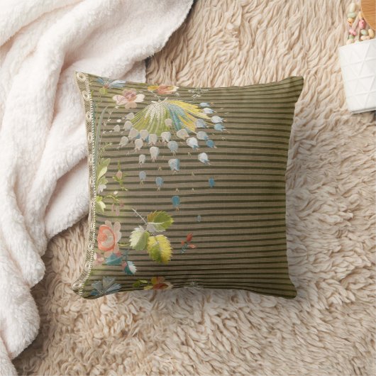 Stripes Floral  Elegant Brocade Lace Kussen (Deken)