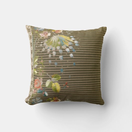 Stripes Floral  Elegant Brocade Lace Kussen (Voorkant)