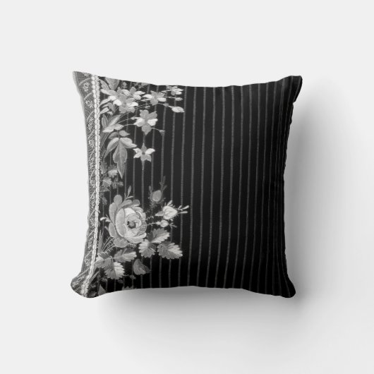 Stripes Floral  Elegant Brocade Pin Stripe Kussen (Voorkant)