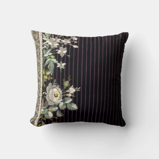 Stripes Floral Elegant Brocade Pin Stripe Kussen (Voorkant)