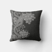 Stripes Floral  Elegant Brocade Silver Kussen (Achterkant)