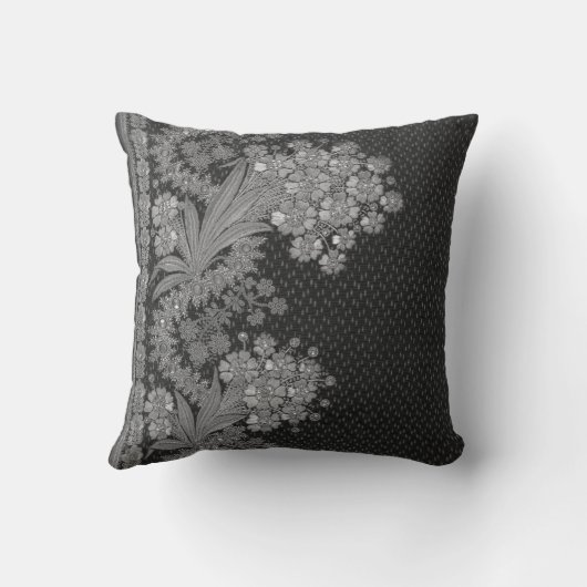 Stripes Floral  Elegant Brocade Silver Kussen (Achterkant)