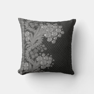 Stripes Floral  Elegant Brocade Silver Kussen